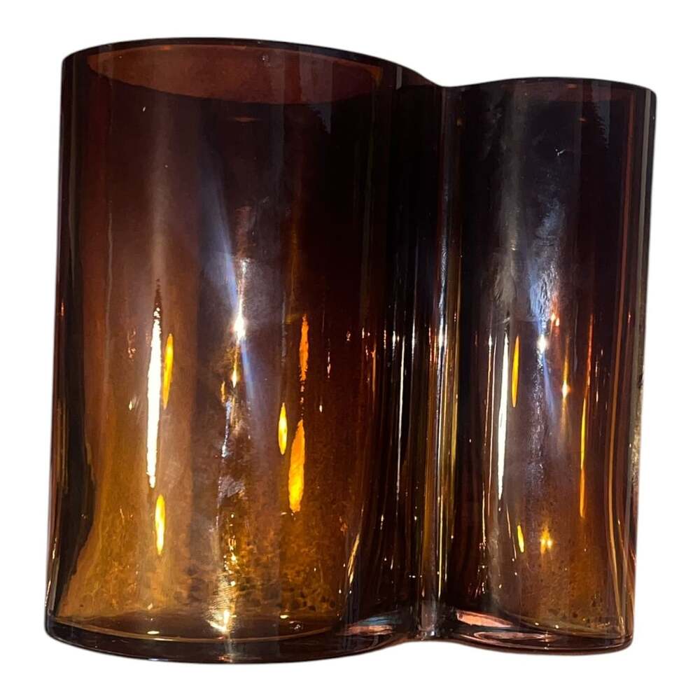 Iittala Alvar Aalto Savoy Style Amber Brown Art Glass Bud Vase